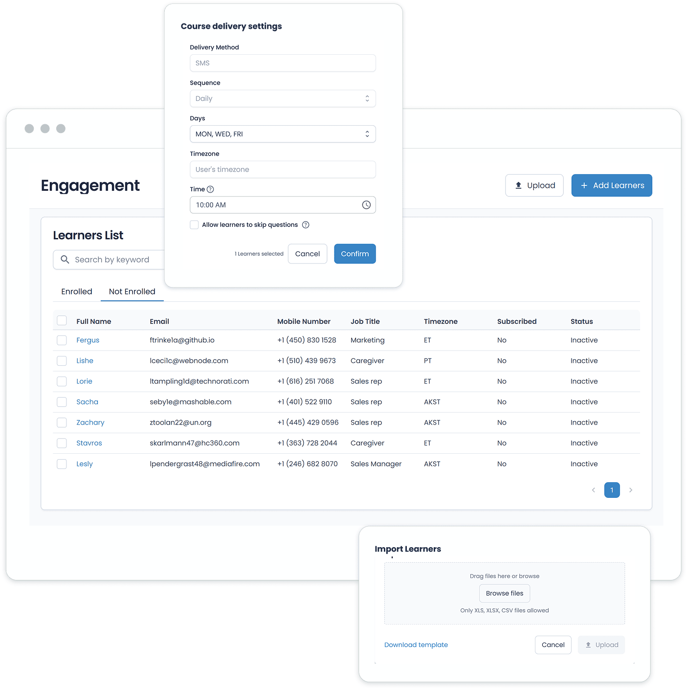Enroll and manage learners